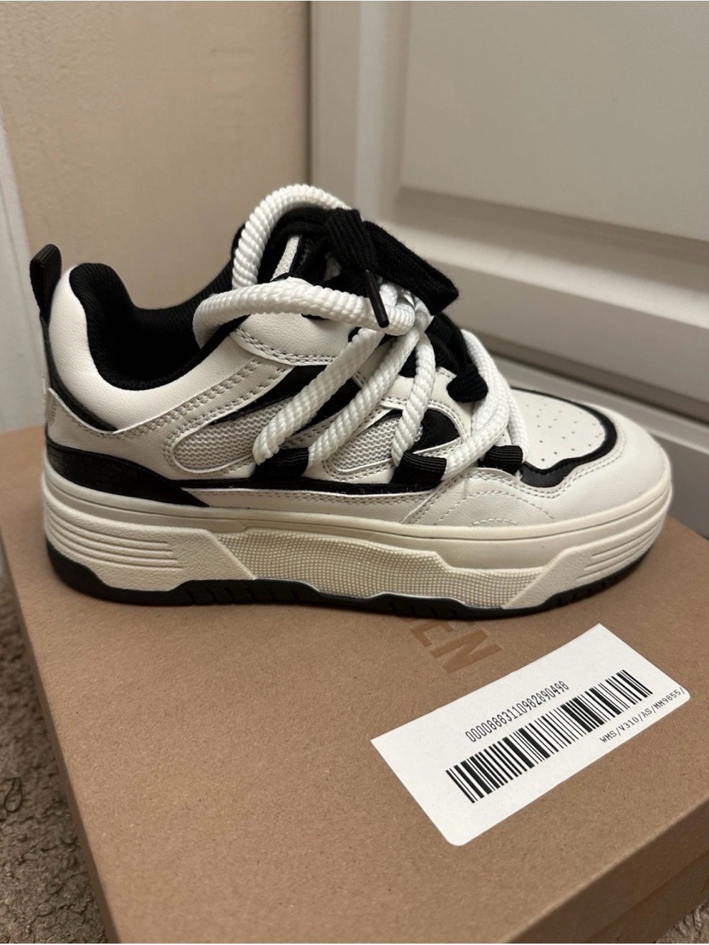 Steve Madden Chunky Platform Sneakers in White and Black